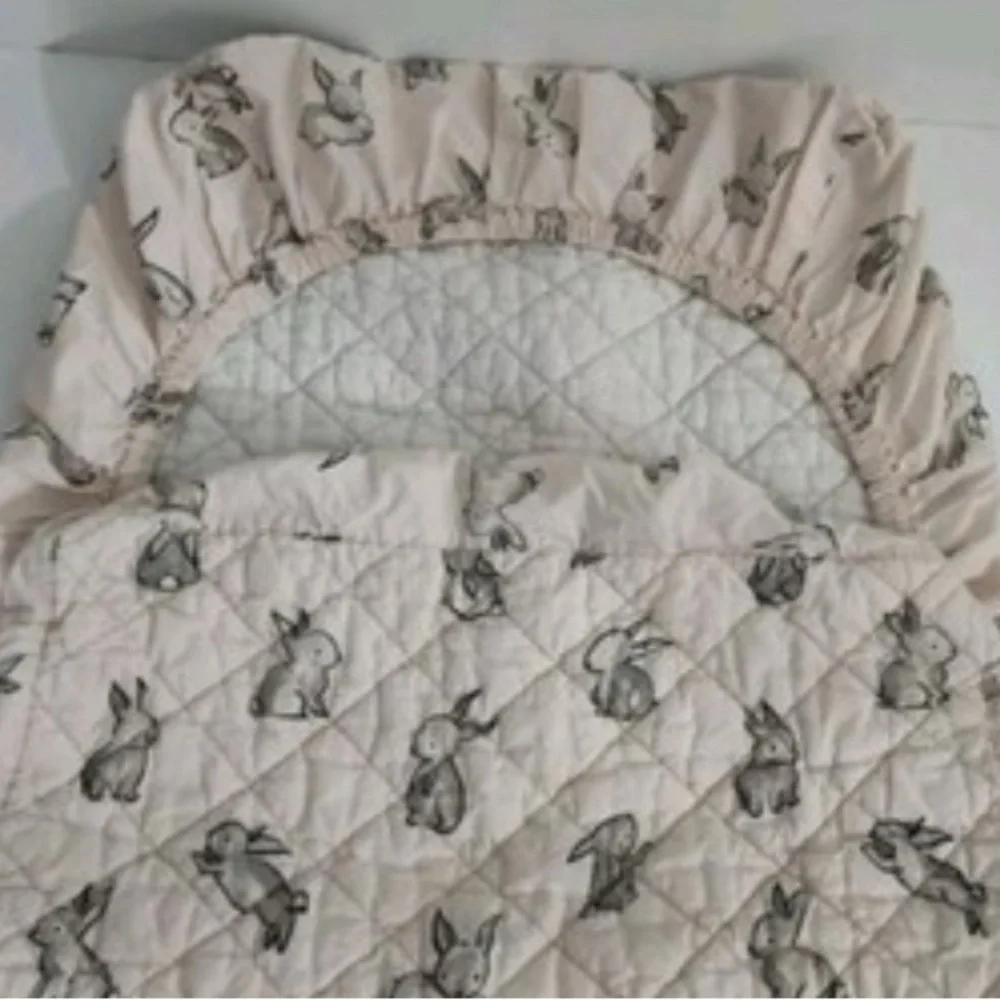 Crate & Barrel, Crate & Kids Changing Pad Cover, Bunny, Pink, Cotton​, Novelty​